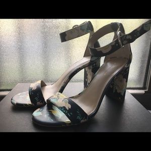 Ann Taylor Leannette Floral Leather Block Heels